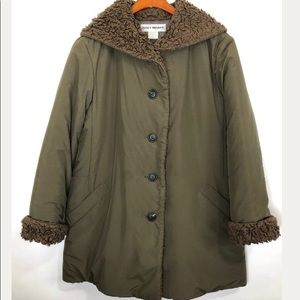 Issey Miyake Sherpa Trim Oversized Hooded Coat